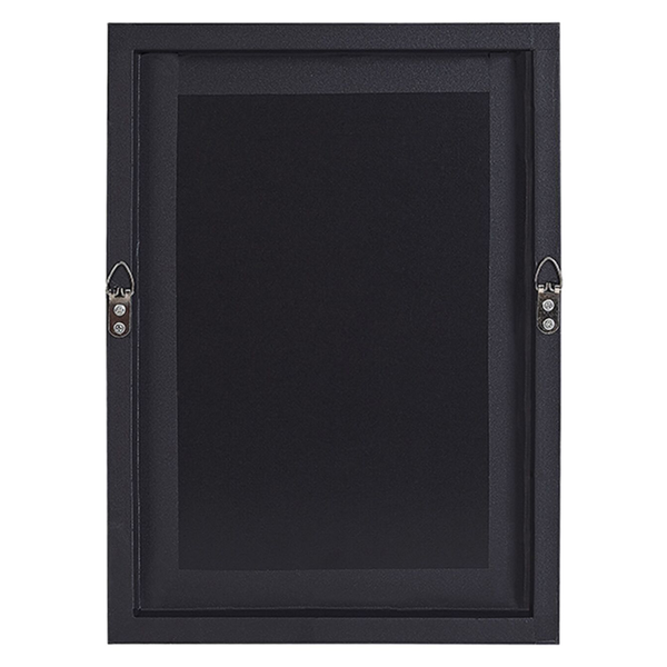 Rückseite eines schwarzen Wechselrahmens mit Aufhängungen