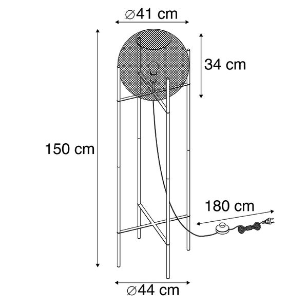 Moderne Stehlampe schwarz - Mesh Ball