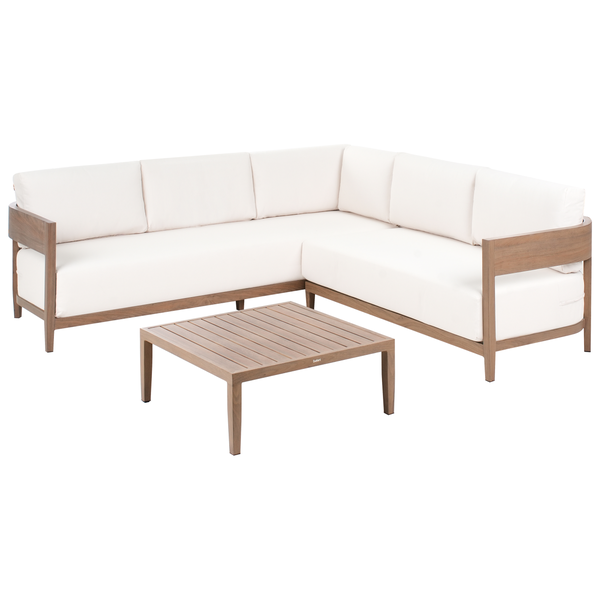 Garten Ecksofa mit Tisch 5-Sitzer SAMPIERI linksseitig Metall Braun