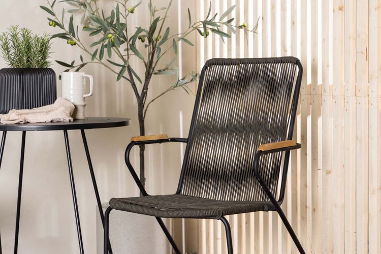 Bacong Gartenset Tisch, 2 Stühle  schwarz. 60 X 60 X 45 cm
