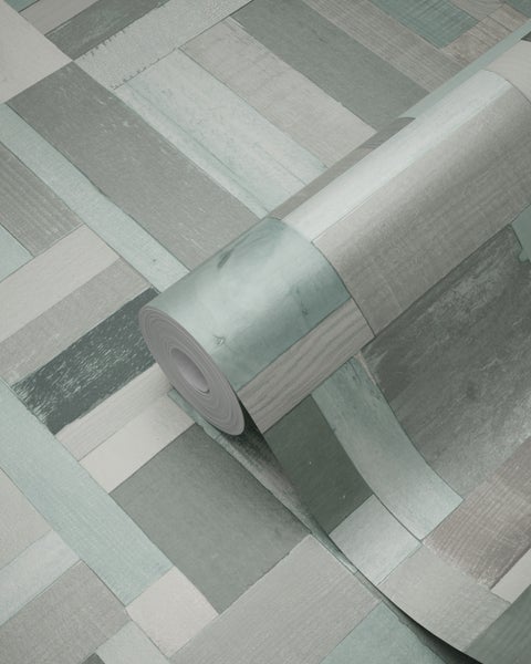 Origin Wallcoverings Tapete Altholz-Motiv Graugrün - 53 cm x 10.05 m - 337225