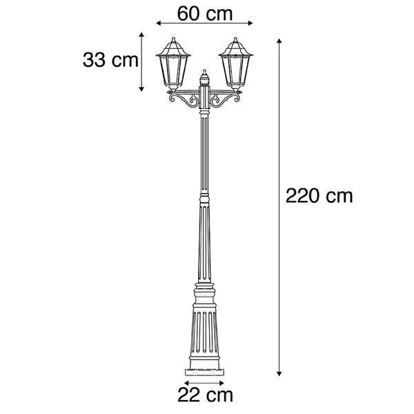 Außenlaterne schwarz 220 cm 2-flammig IP44 - Havanna