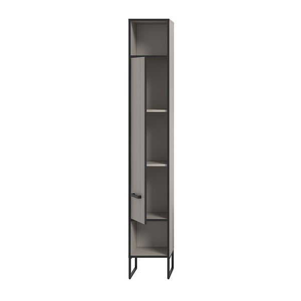 Bagno Hochschrank Bad 1 Tür 2 Fächer hellgrau, cremefarben. 30 X 32 X 192 cm