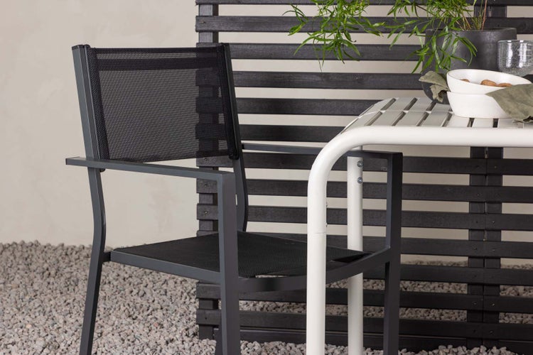 Borneo Gartenset Tisch, 2 Stühle  beige,schwarz. 70 X 70 X 75 cm