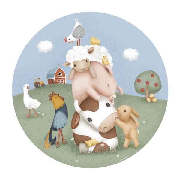 Tapete Kreis Kinderzimmer Little Farm 100cm