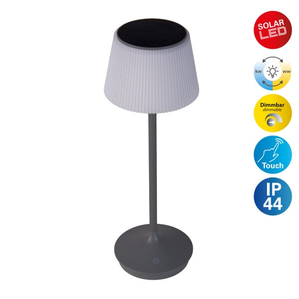 LED Leuchte EMMI für Außen und Innen, Tischlampe aus Metall und Kunststoff , mit fest verbauten LEDs, LED Tischlampe für Balkon, Terrasse, Garten, Wohnzimmer, Wintergarten, ca. 38 cm hoch