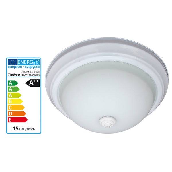 Weiße Deckenleuchte mit Energieeffizienzlabel