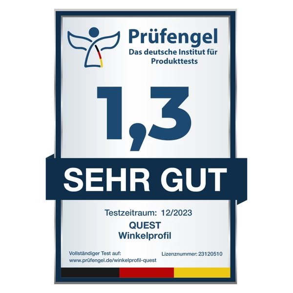 Prüf-Engel Siegel mit der Note 1,3, Testzeitraum Dezember 2023