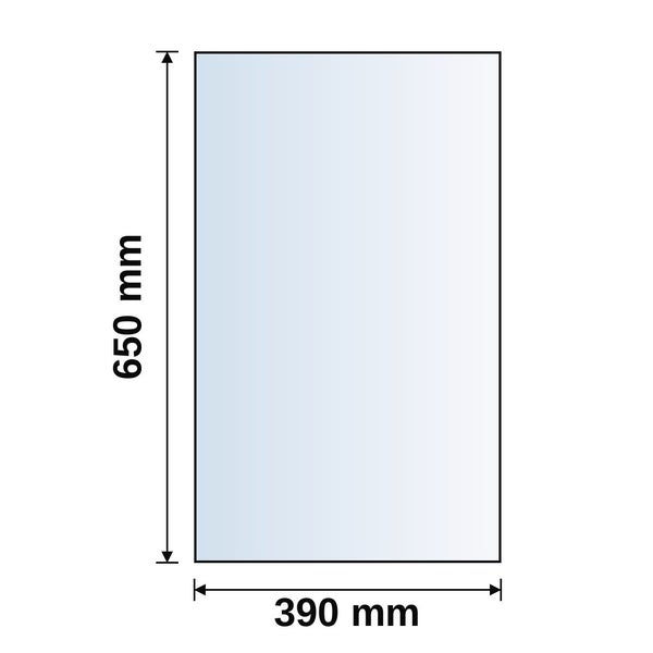 Maßzeichnung eines Rechtecks mit einer Höhe von 650 Millimeter und einer Breite von 390 Millimeter.