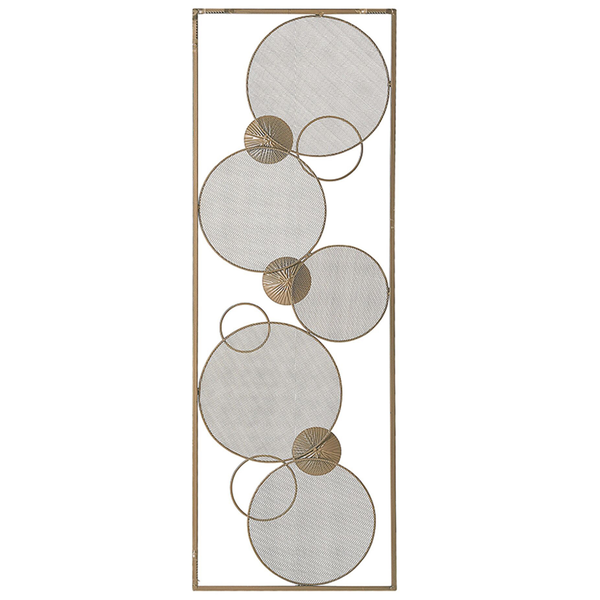 Wanddekoration mit Kreismotiven und Metallrahmen