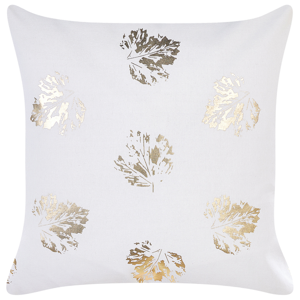 Dekokissen 2er Set GOLDENROD Samtstoff 45 x 45 cm Weiß Pflanzenmuster