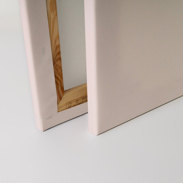 Detailansicht zweier Keilrahmen mit Leinwandbezug und Holzrahmen