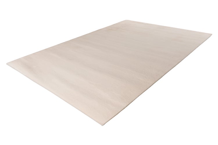 Hochflor Teppich, rechteckig, weiche Textur, beige.