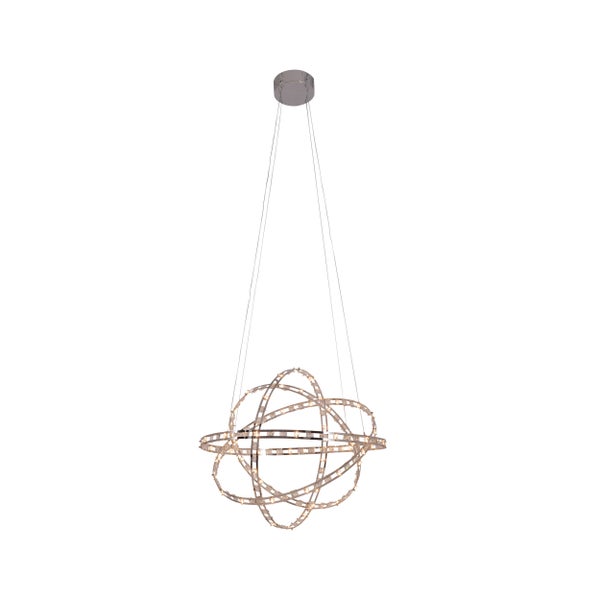 LED Pendelleuchte COSMOS  Metall und Kunststoff in chrom,  Ø60 cm, mit fest verbauten LEDs, Beleuchtung für Wohnzimmer, Esszimmer oder Büro.