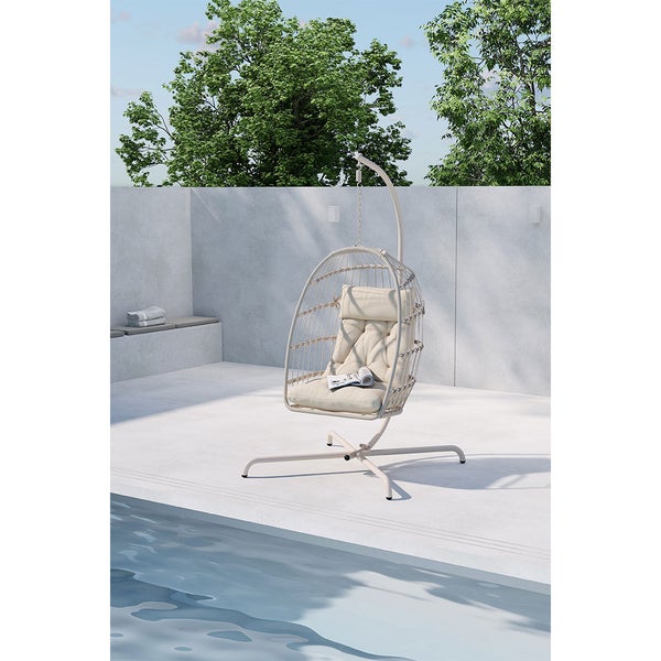 Trezza Hängesessel mit Stativ beige. 75 X 70 X 198 cm