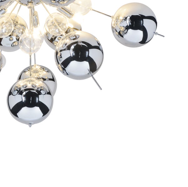 Deckenleuchte mit transparenten und verspiegelten Kugeln
