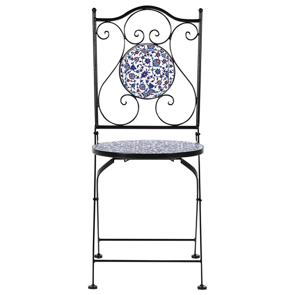 Gartensessel mit Mosaikmuster auf Sitzfläche und Rückenlehne