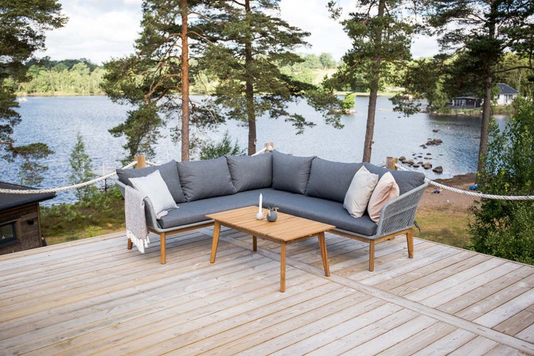 Chania Lounge-Set 2 Teile grau,natur. 60 X 110 X 45 cm