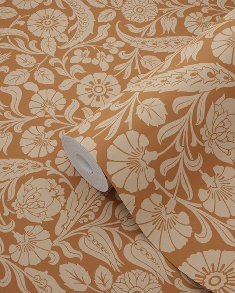 ESTAhome Tapete Blumenmuster Terrakottabraun - 50 x 900 cm - 139786