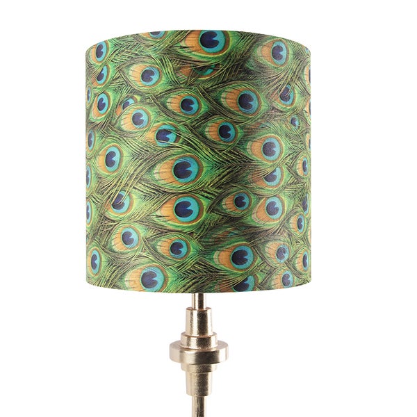 Art Deco Tischlampe Gold Samt Schatten Pfau Design 40 cm - Diverso