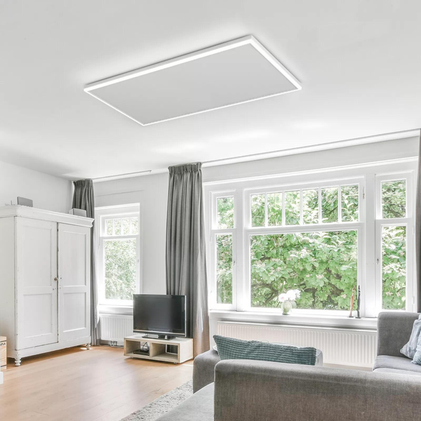 Infrarotpanel Quality Heating HT-Serie 128x63cm 840W Metall weiß RAL9016 inkl. LED-Stimmungsbeleuchtung & Fernbedienung