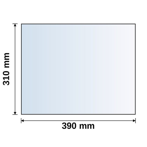 Maßzeichnung eines Rechtecks mit einer Höhe von 310 Millimeter und einer Breite von 390 Millimeter.