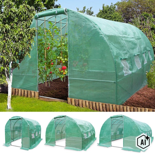 Folientunnel Gewächshaus mit Metallrahmen und Fenster für den Gartenbau zum Schutz von Tomatenpflanzen