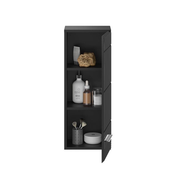 Linus Badschrank wandhängend 1 Tür Hochglanz schwarz,schwarz. 30 X 23 X 77 cm