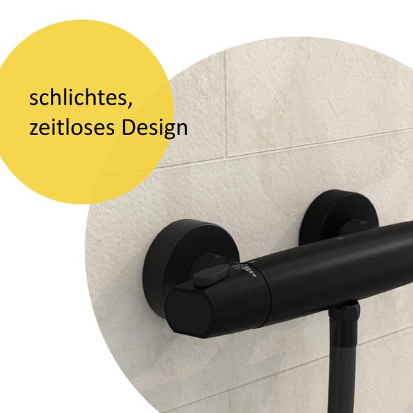 instmaier Duschthermostat T1 | wassersparende Eco-Stop Funktion | Duscharmatur mit einstellbarem Verbrühschutz | Mischbatterie Dusche Schwarz Matt | für konstante Wassertemperatur