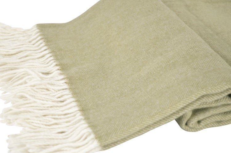 Decke Wohndecke Gartendecke Plaid 100 % Merinowolle 140 x 200 cm grün premium
