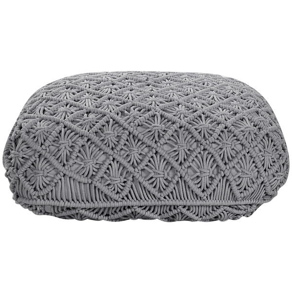 Pouf Makramee BERRECHID Baumwolle Grau 50 cm 50 cm 20 cm