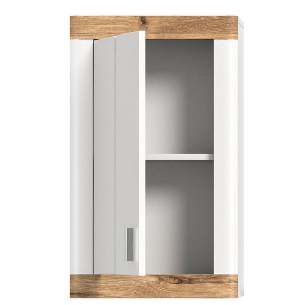 Laredo Badschrank wandhängend 1 Tür matt weiß,Eiche dekor,weiß. 45 X 20 X 76 cm