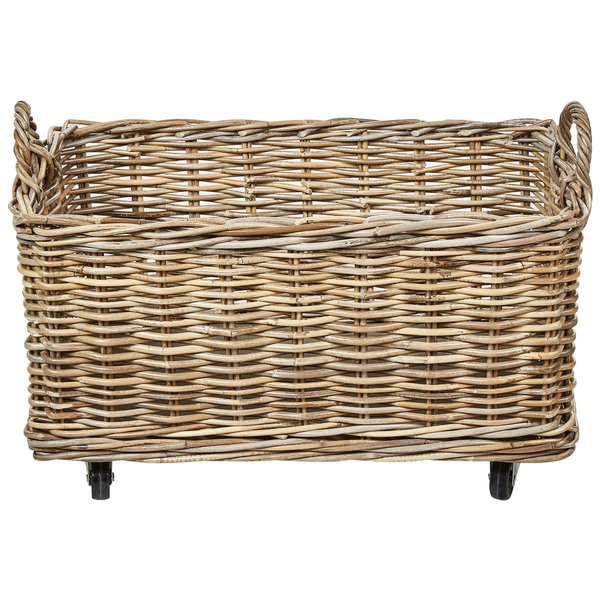 Weidenkorb mit Griffen und Rollen