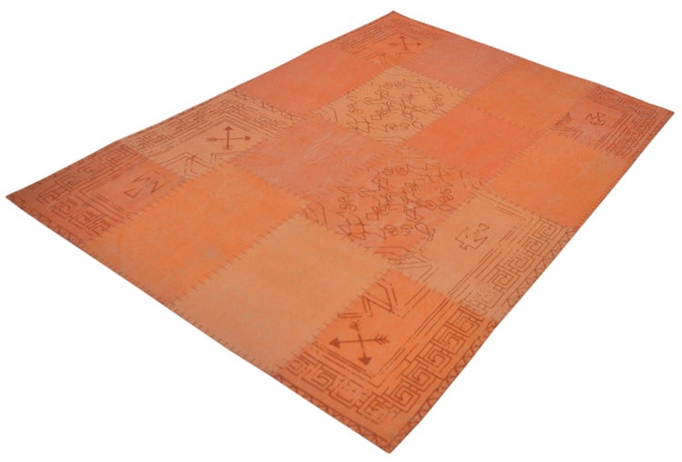 Kurzflor Teppich Rune Multi / Orange Patchwork, Retro 120 x 170 cm