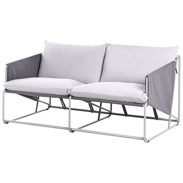Zweisitzer-Gartensofa mit Kissen und Metallgestell