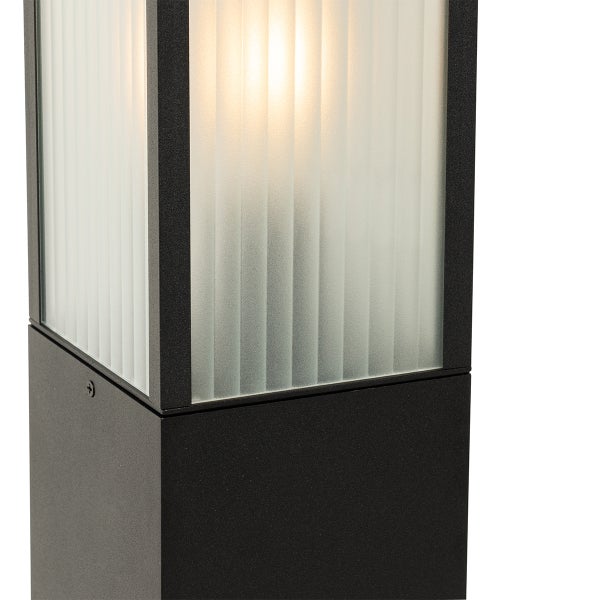 Stehende Außenleuchte schwarz mit geripptem Glas 80 cm IP44 - Charlois