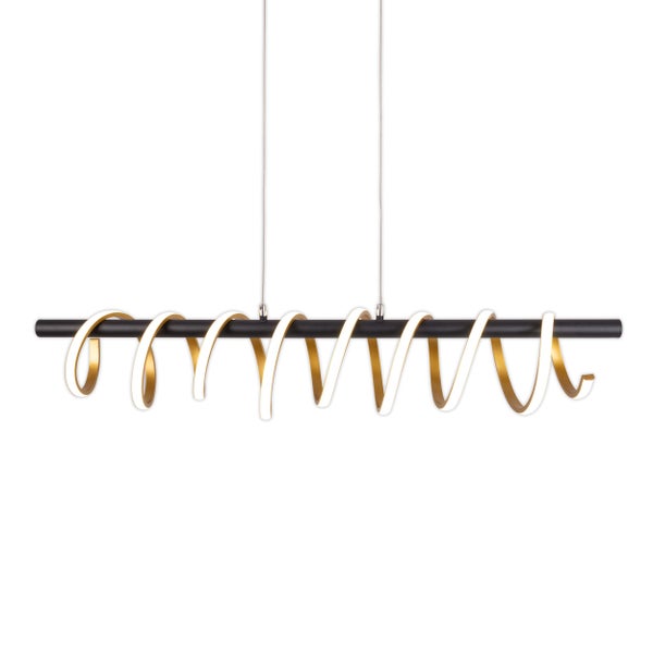LED Pendelleuchte BELLEZA, moderne Pendellampe aus  Metall und Kunststoff Schwarz, Gold und Weiß, mit fest verbauten LEDs, 100 cm lang. Die ideale Beleuchtung für Wohnzimmer, Esszimmer oder Küche.
