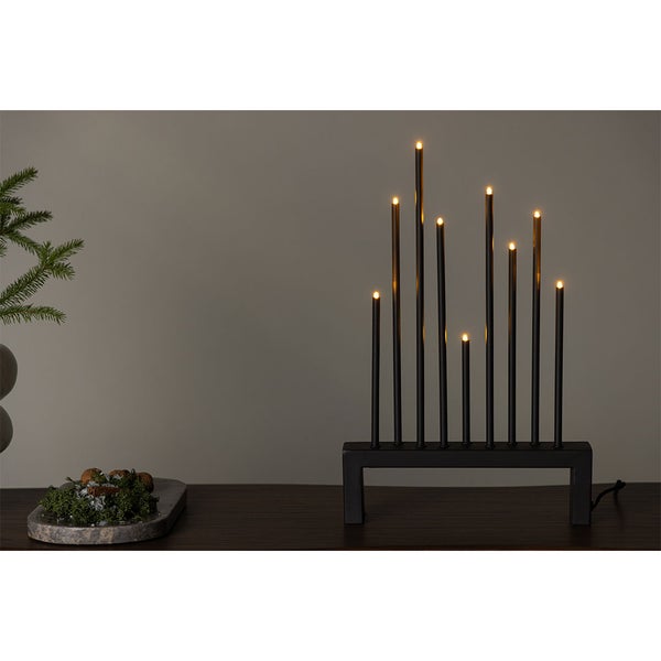 Vallåsen Adventsleuchter elektrisch 9 Lichter mocca. 27 X 6 X 42 cm
