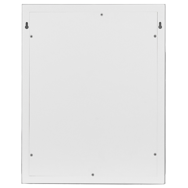 Rückseite eines Verteilerkastens mit Aufhängevorrichtungen und Schrauben