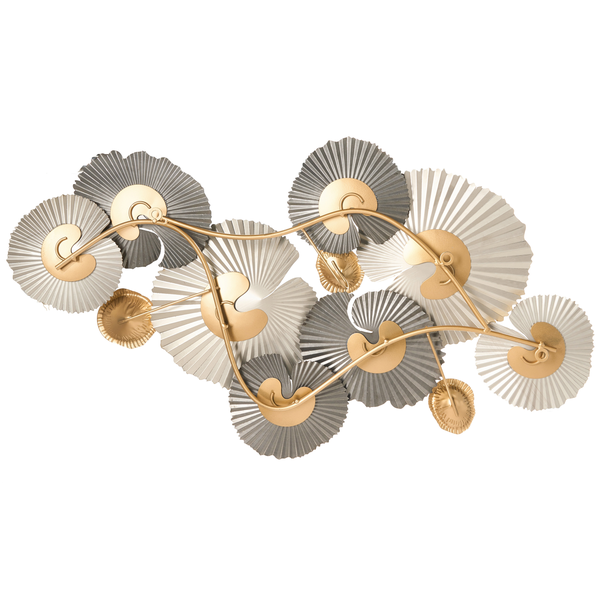 Gerahmtes abstraktes Wandbild mit blauen und goldenen Akzenten