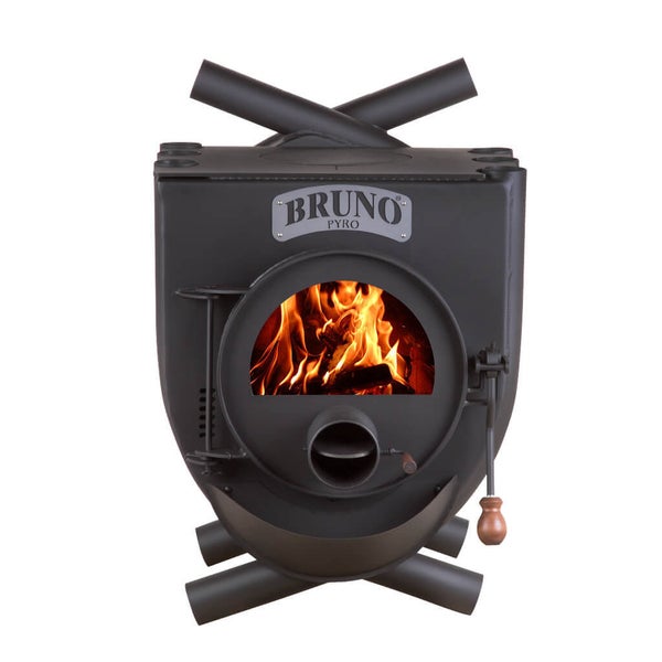 Bruno Pyro Holzofen mit brennendem Holz