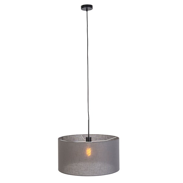 Moderne Hängelampe schwarz mit grauem Schirm 50 cm - Combi 1