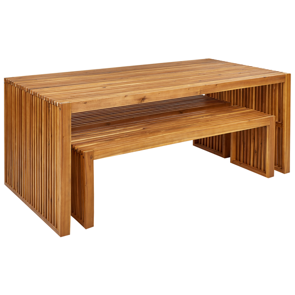 Gartenmöbel Set mit Bänken 6-Sitzer SULZANO Akazienholz Braun