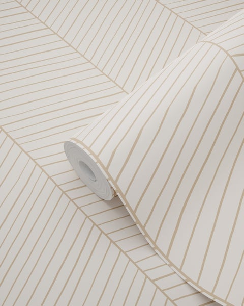 ESTAhome Tapete Fischgrätmuster Sandbraun und Beige - 0.53 x 10.05 m - 139565