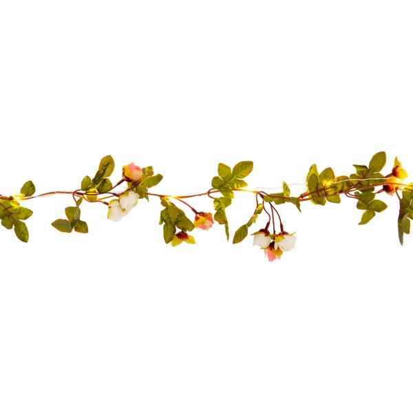 Blumengirlande mit Blüten und Blättern