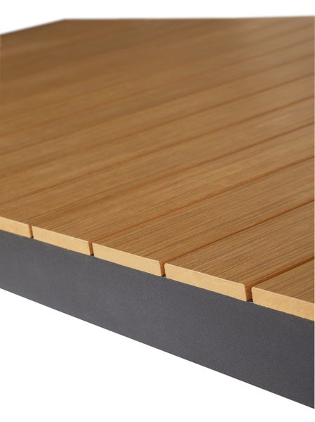 Joan Gartentisch 205-275 x 100 cm, mit Auszug inkl. 1 Platte, schwarz und teak Dekor. 275 X 100 X 76 cm