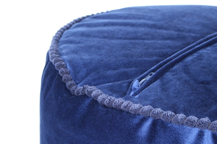 Pouf Hocker samtweich, orientalisches Design Blau Rund Ø 47 cm