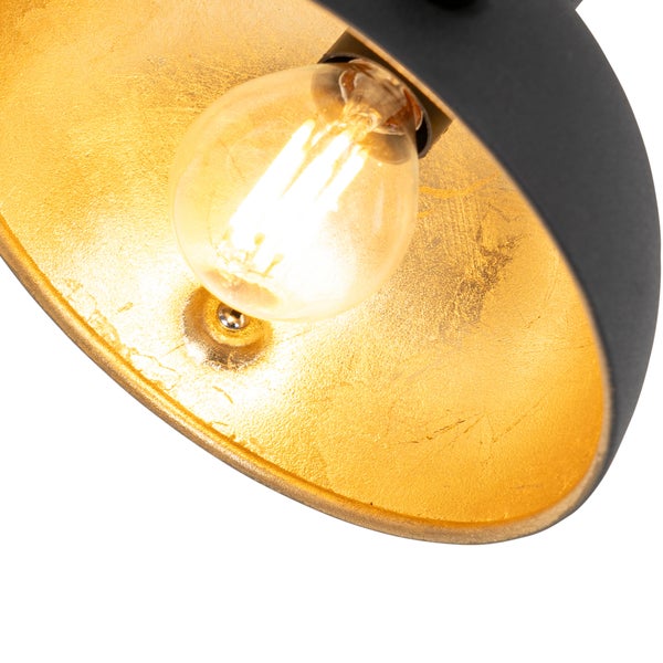 Industrieller 1-Phasen-Schienenstrahler schwarz mit goldener Innenseite – Magnax