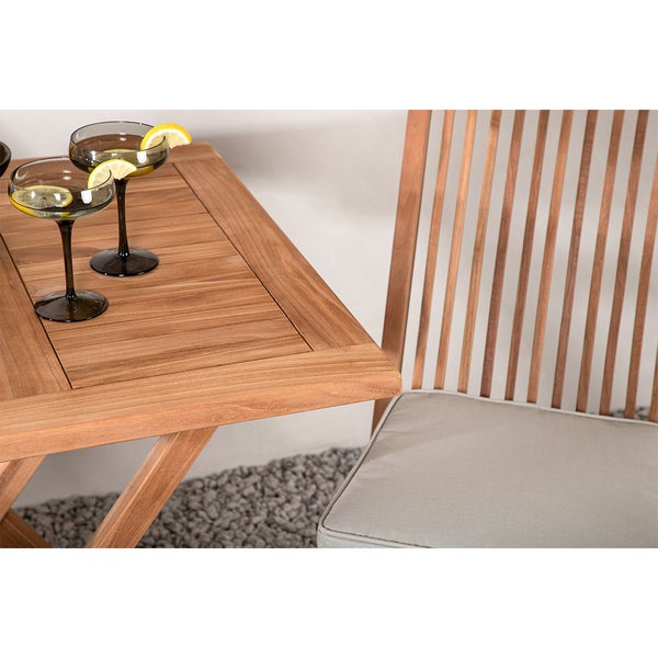 Kenya Gartenset Tisch 70x70cm natur, 2 Stühle natur. 70 X 70 X 75 cm
