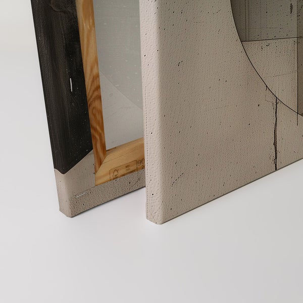 Nahaufnahme von zwei Leinwandbildern mit abstrakten Motiven und Holzrahmen